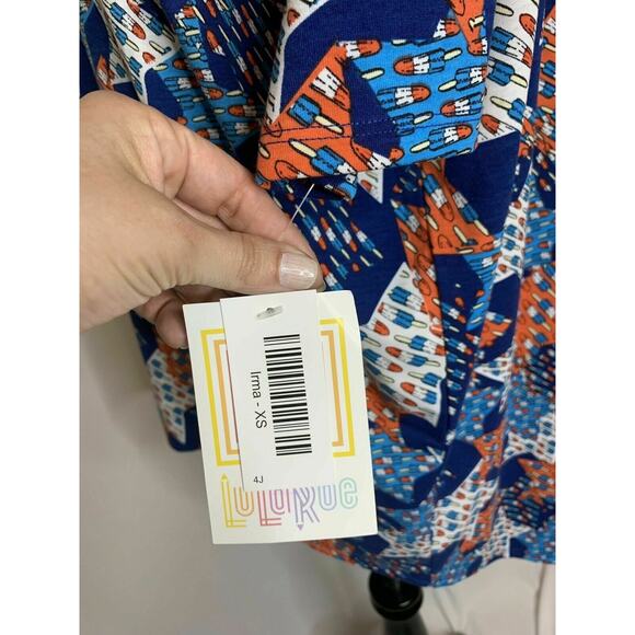 Lularoe  Blue Red White Americana Stars Tunic Shirt XS - Picture 8 of 8